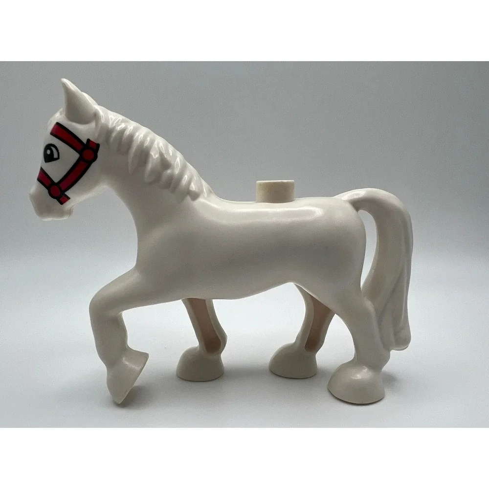 LEGO‎ Duplo White Horse Red Bridle 10806 4 Inch Replacement Animal Figure